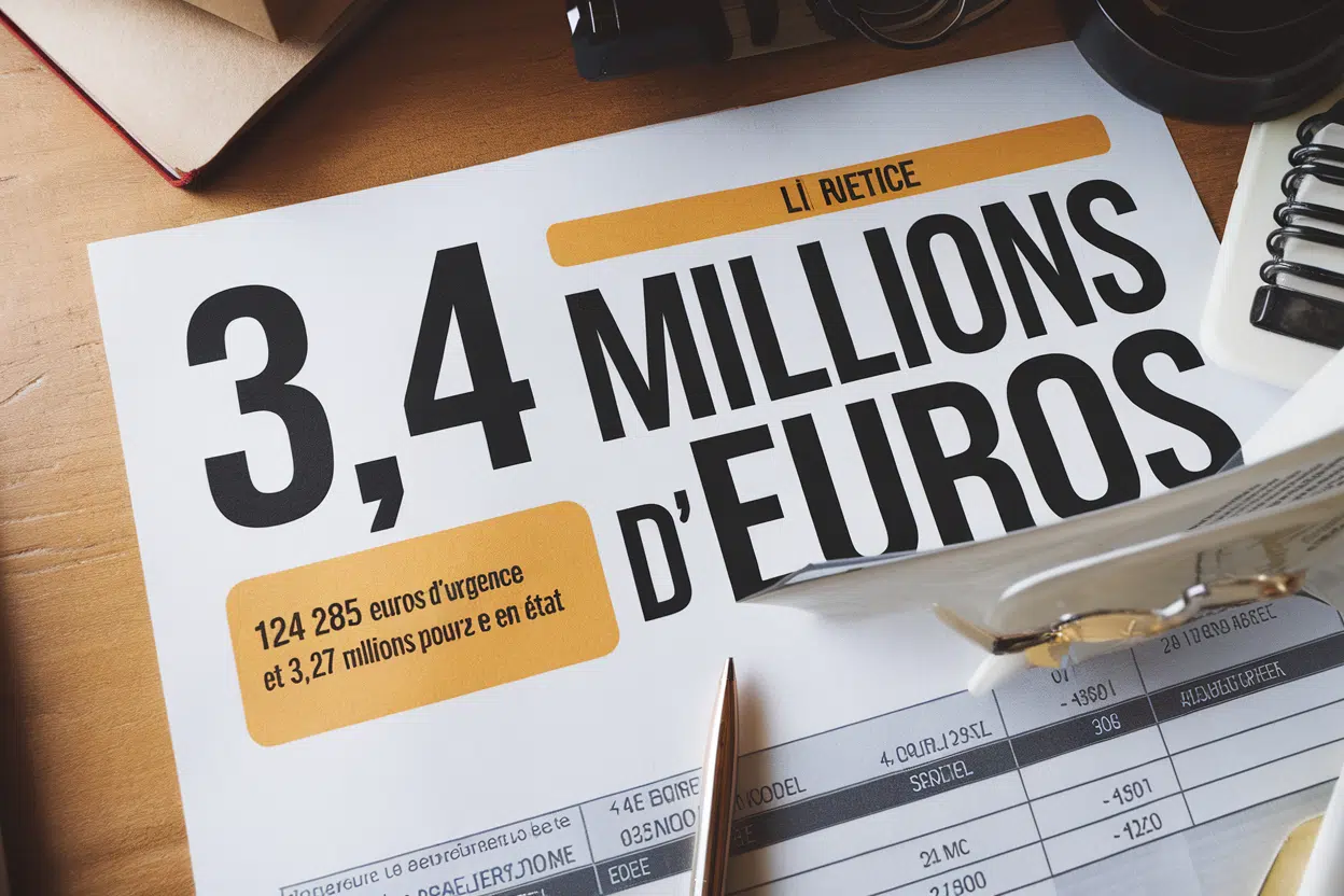 3,4 millions d'euros: 124 285 euros d'urgence et 3,27 millions pour la remise en état