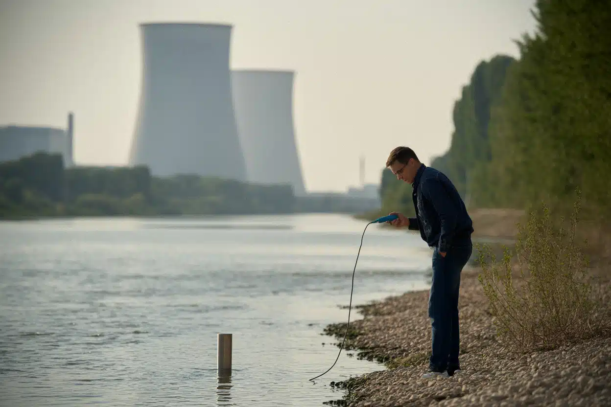 Contrôle de température du Rhône près de la centrale nucléaire