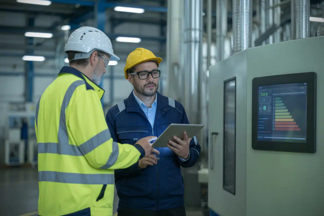 Industrie européenne surveillant sa consommation d’énergie en usine moderne