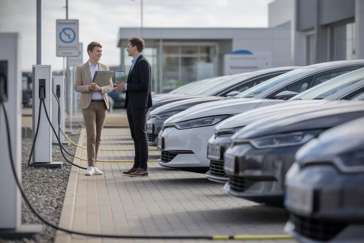 Voitures électriques en stock chez un distributeur automobile allemand