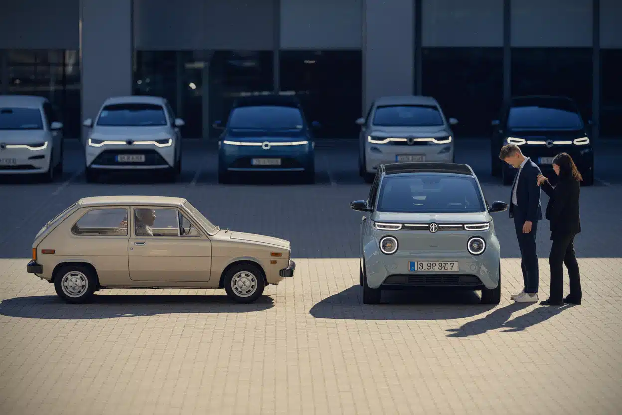 Comparaison de taille entre ancienne Renault 5 et citadine moderne