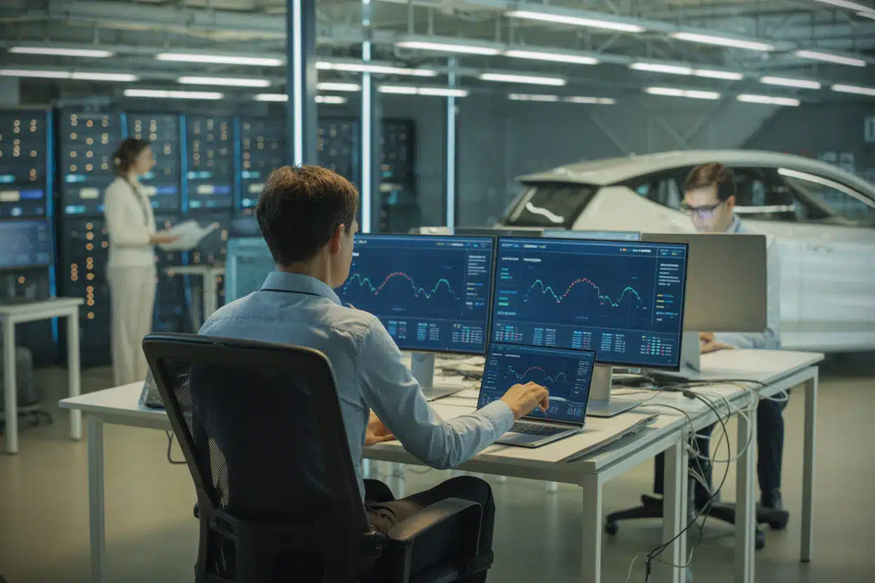 Contrôle juridique des modèles d'IA dans une salle technique moderne