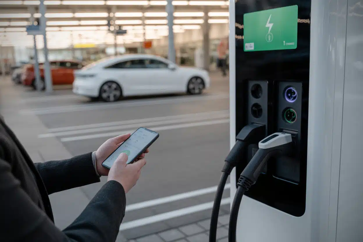 Conducteur comparant le prix sur application et borne électrique