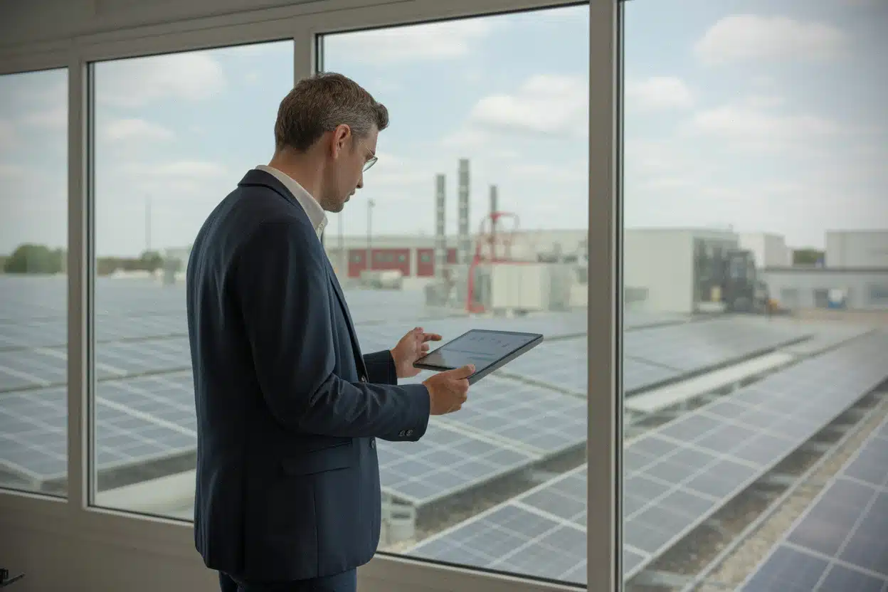 Responsable industriel suivant la production solaire en autoconsommation