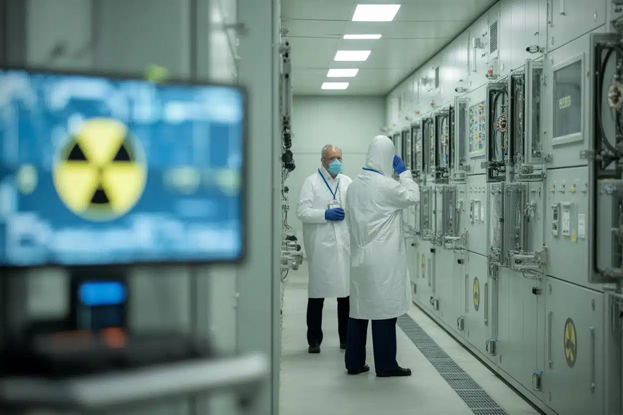 Inspecteurs internationaux contrôlant des équipements nucléaires civils sensibles
