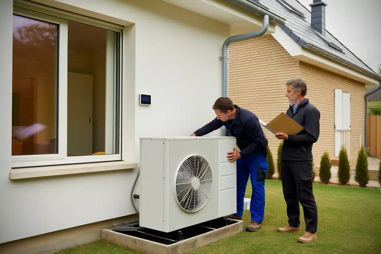 Installation de pompe à chaleur dans une maison familiale rénovée en France