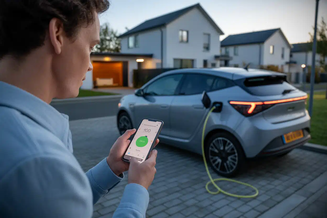 Conducteur évaluant le kilométrage annuel d'une voiture électrique