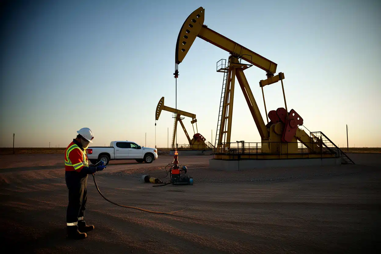 Site pétrolier du bassin permien avec contrôle des émissions de méthane
