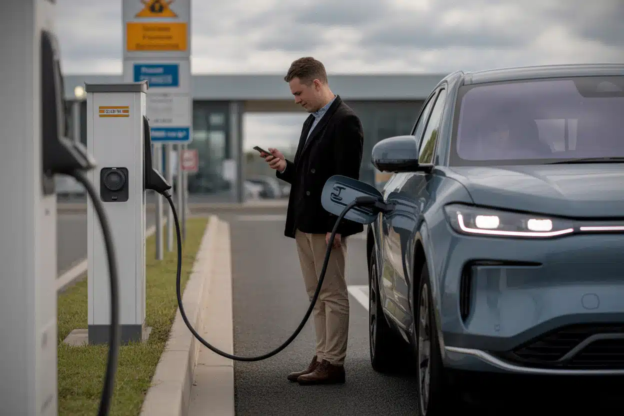Recharge rapide d’un SUV électrique lors d’un long trajet
