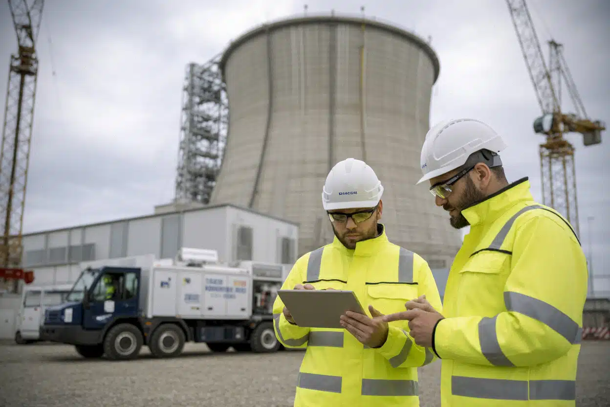 Chantier nucléaire moderne illustrant la relance des programmes français