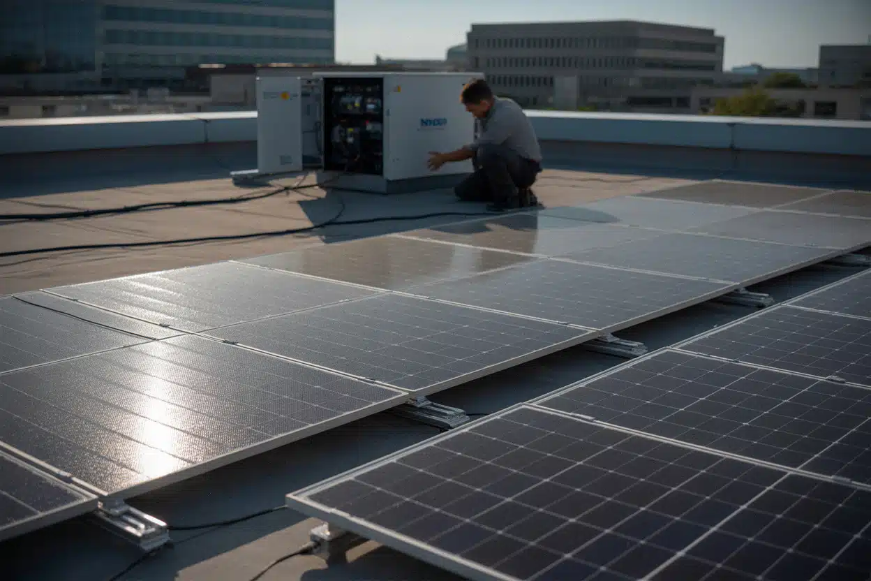 Panneaux photovoltaïques exposés au soleil intense pendant une canicule
