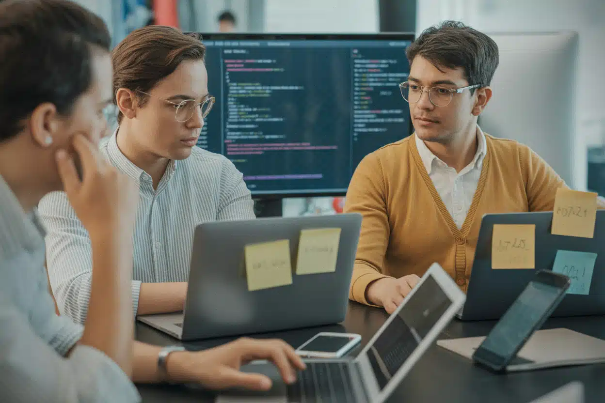 Développeurs comparant Cursor, Copilot et OpenAI en réunion