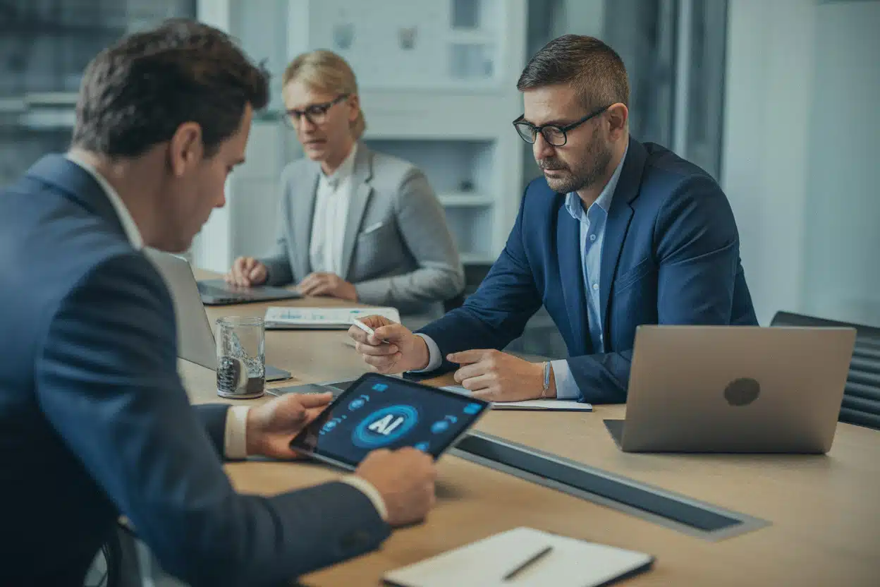 Réunion d’entreprise sur les contrats d’intelligence artificielle générative