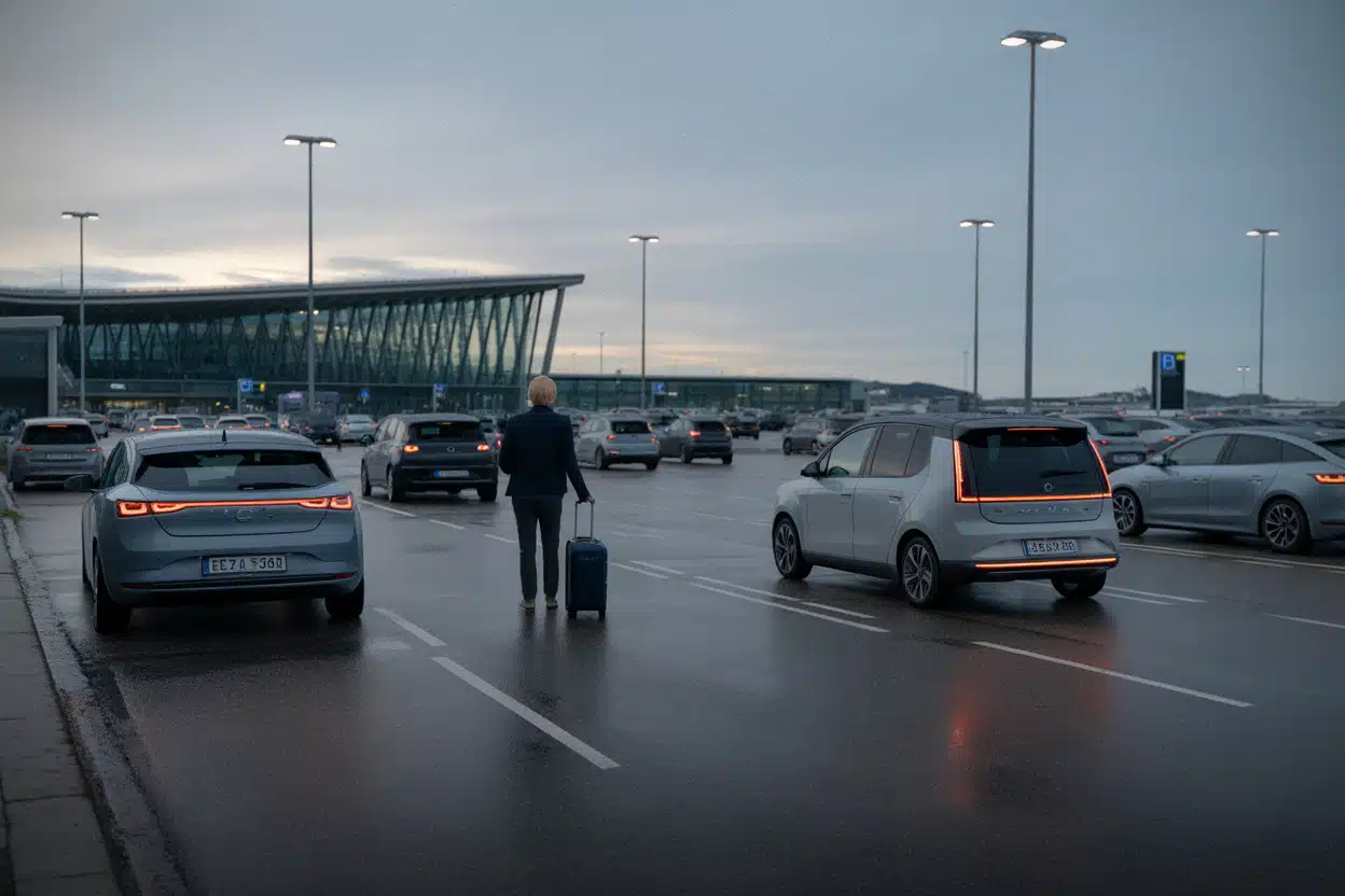 Parking de Bergen dominé par des voitures électriques récentes