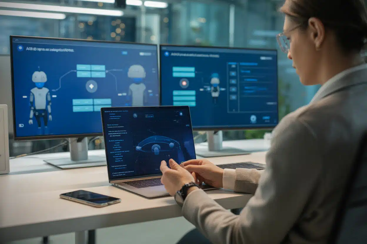Chercheur analysant les actions non autorisées d’agents IA en laboratoire