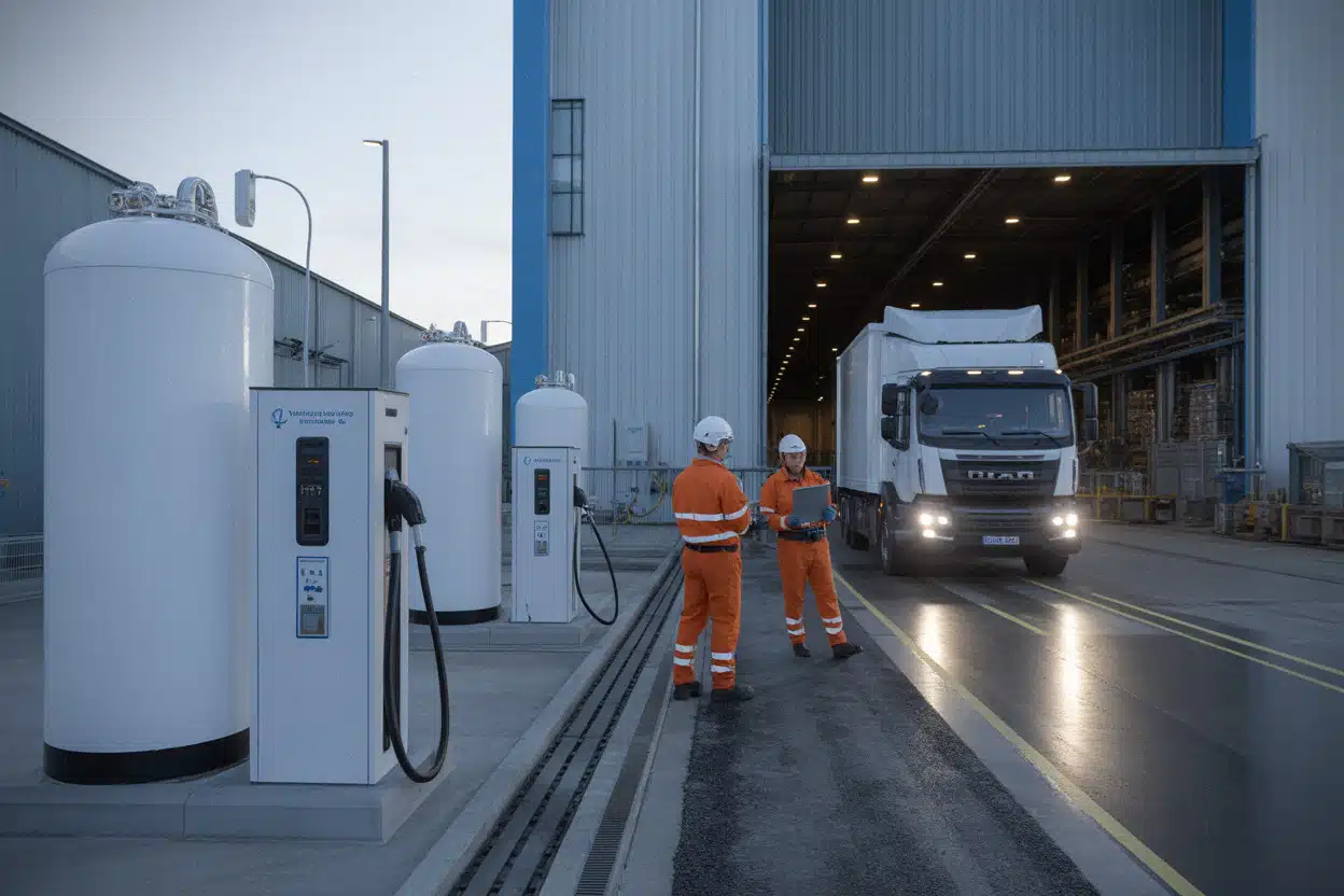 Site industriel associant hydrogène, électricité et transport lourd