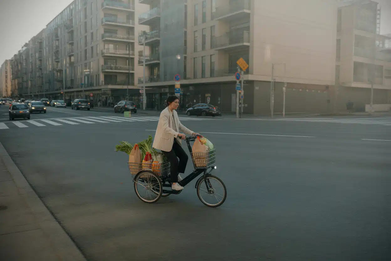 Tricycle solaire utilisé pour des courses et trajets urbains courts