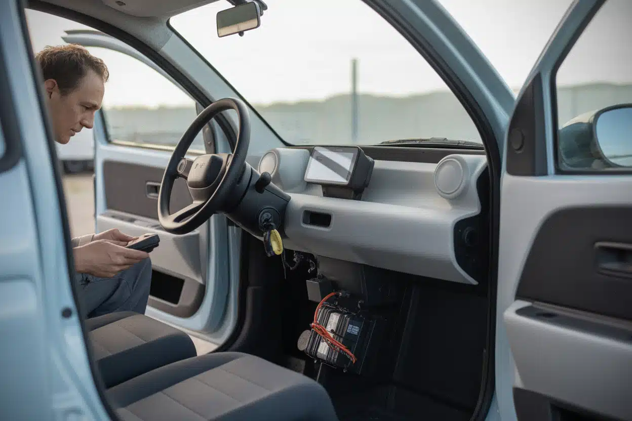 Habitacle minimaliste de voiture électrique conçu pour réduire les coûts
