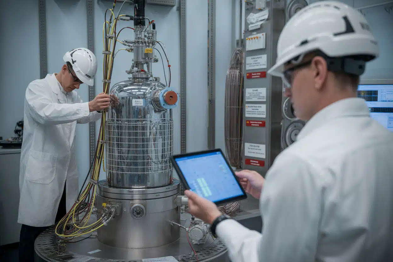 Ingénieurs travaillant sur un démonstrateur américain de fusion nucléaire