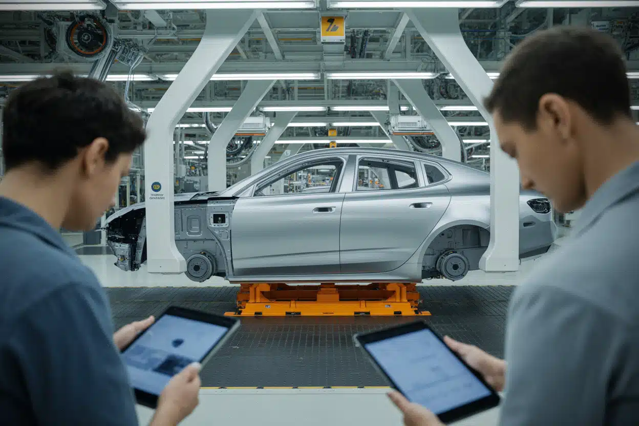 Chaîne de production BMW i3 électrique dans une usine moderne