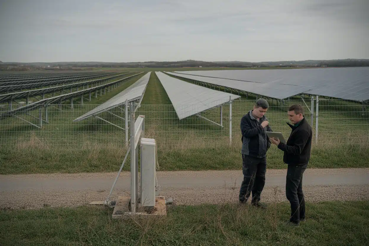 Panneaux solaires achevés sur un site rural de l’Eure