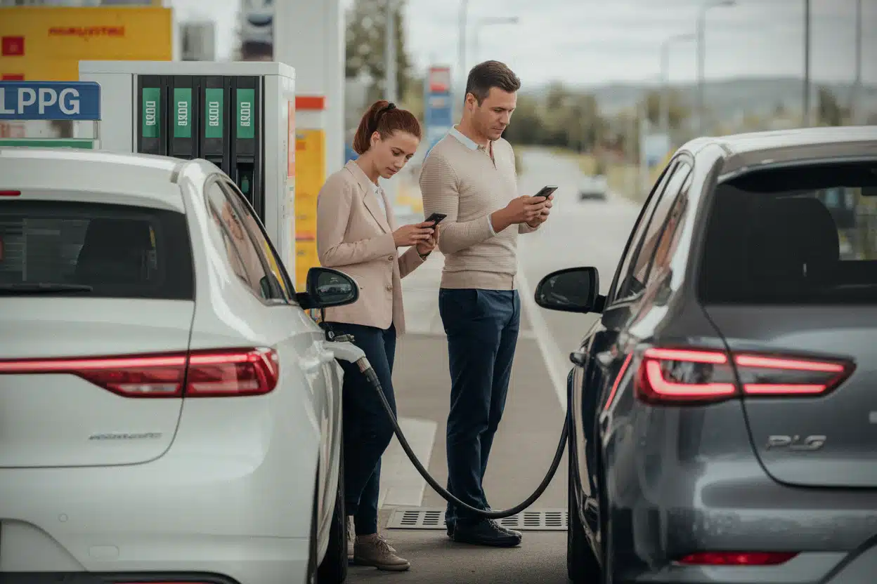 Automobilistes comparant les prix essence GPL et E85