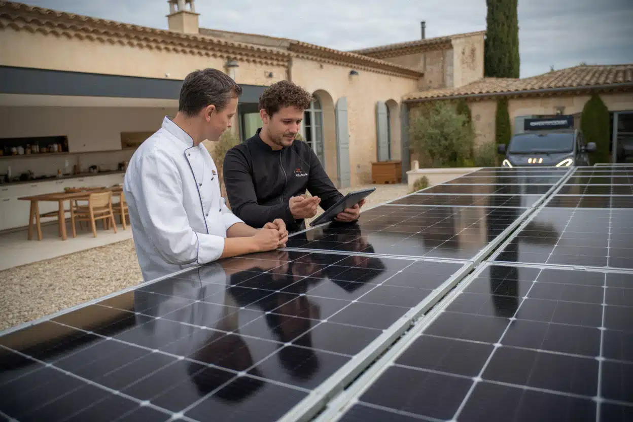 Panneaux solaires du Mas Bottero utilisés pour l’autoconsommation locale