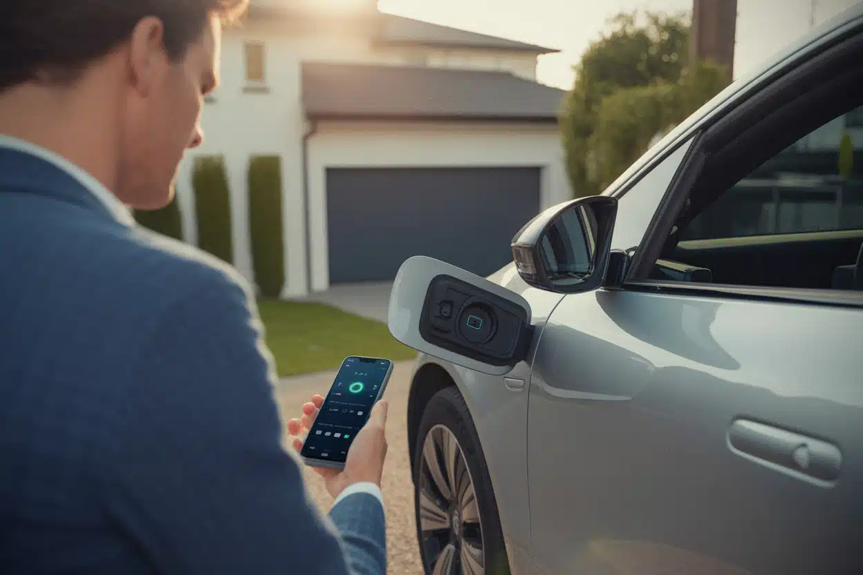 Préconditionnement de voiture électrique branchée avant un trajet estival