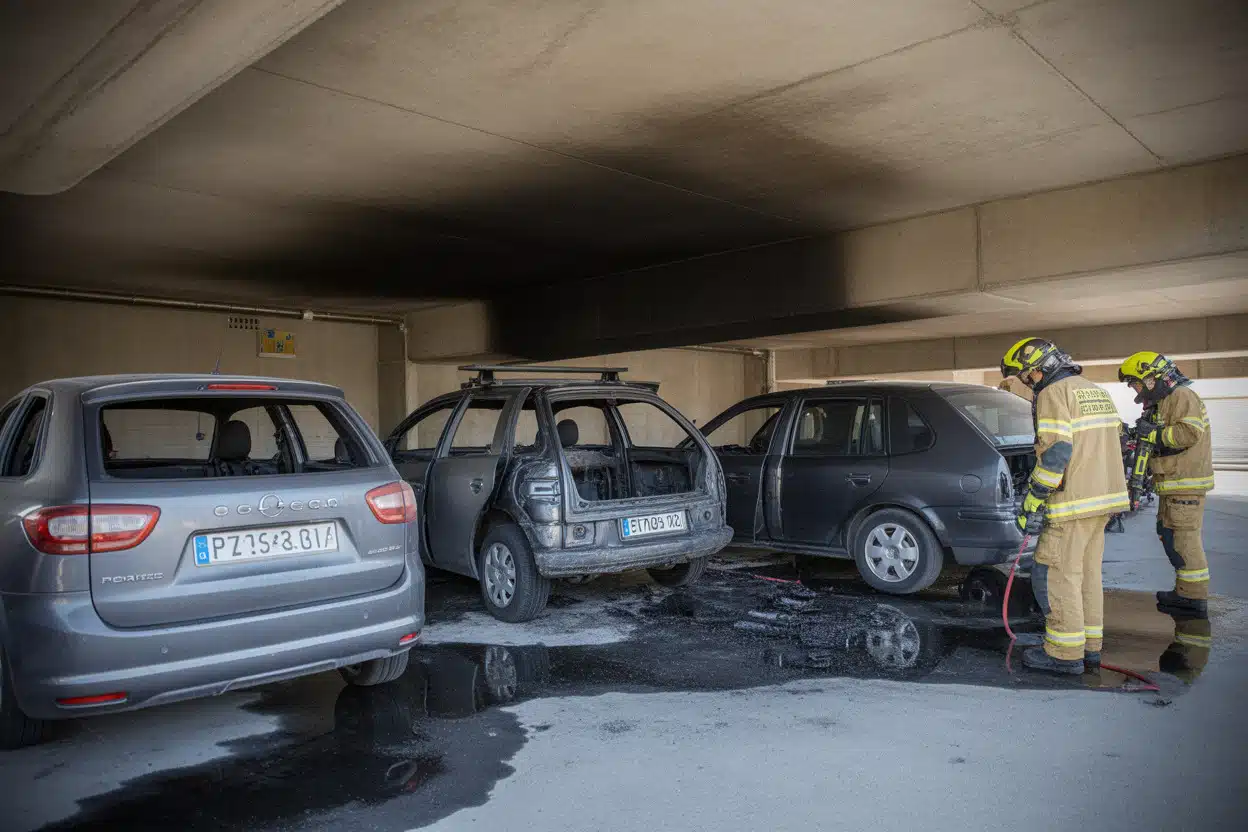 Véhicules détruits dans un parking souterrain après un incendie