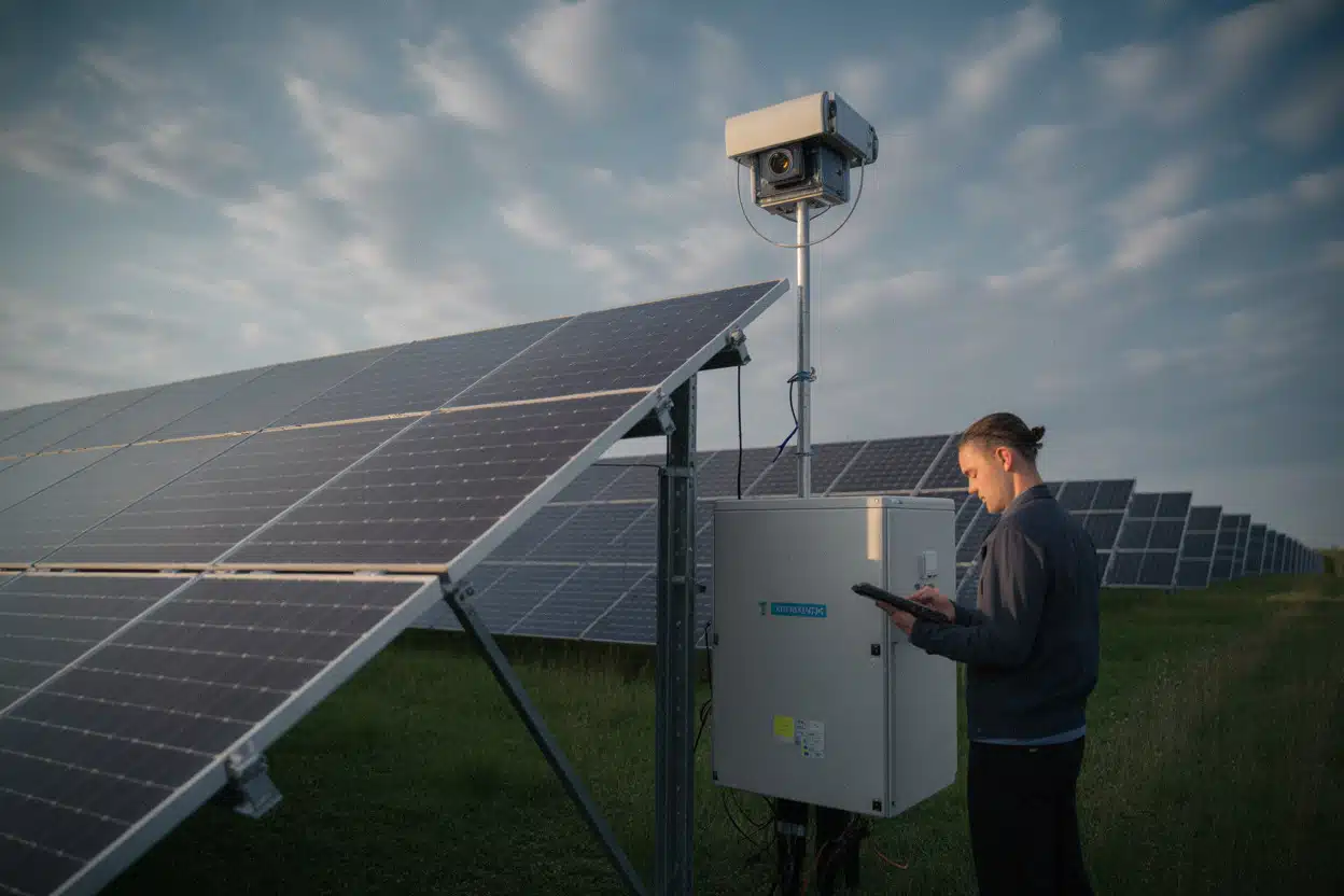 Panneaux solaires surveillés par caméra pour prévoir les nuages
