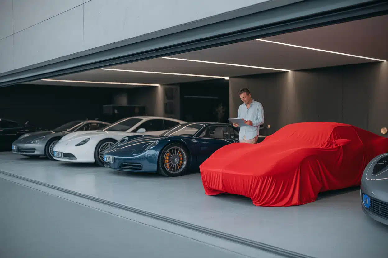 Collectionneur analysant la valeur de voitures électriques rares