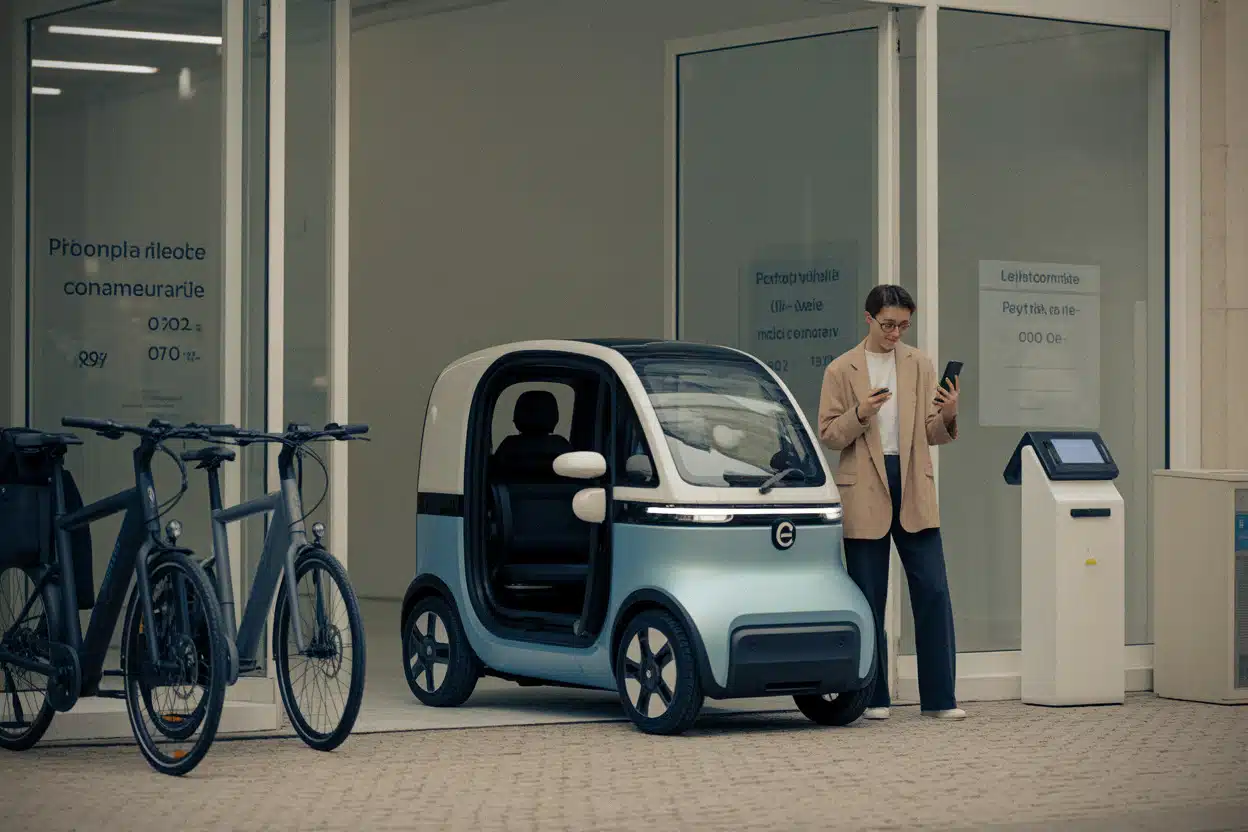 Comparaison entre mini-véhicule électrique Yozma et vélos électriques urbains en magasin
