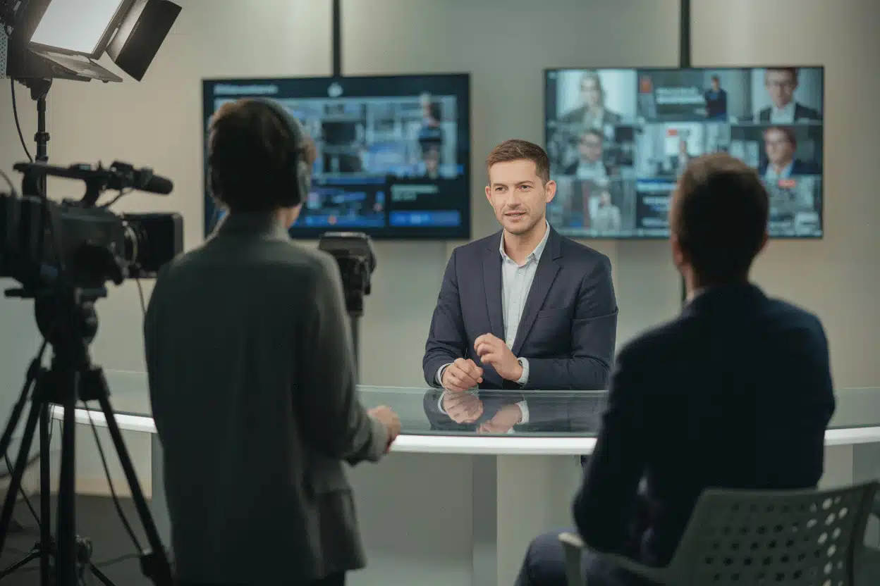Fondateur de start-up logistique invité dans un studio économique