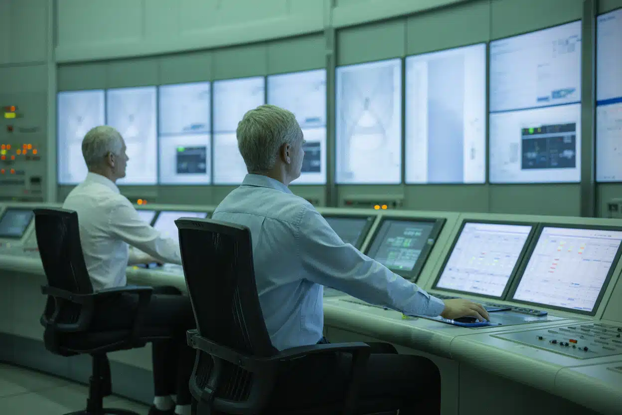 Salle de contrôle nucléaire surveillant le redémarrage de Paks