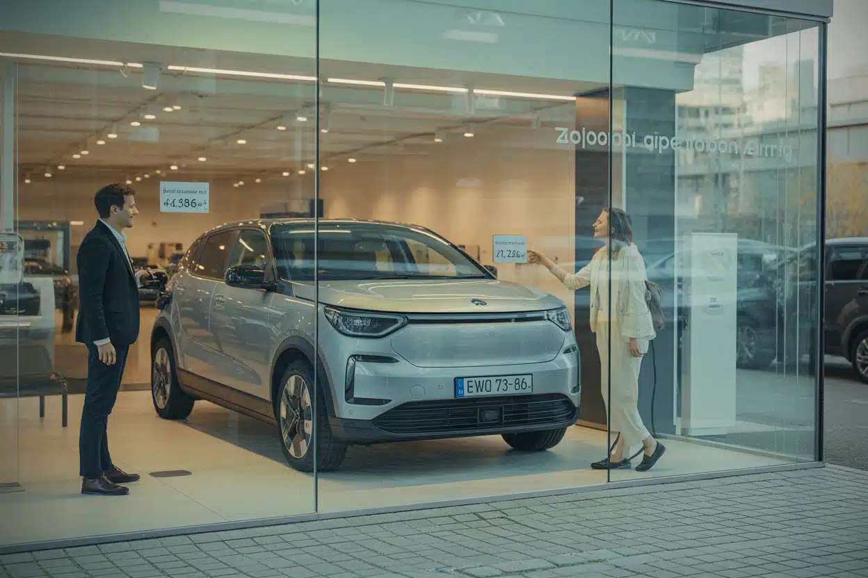 Concession automobile présentant des voitures électriques à prix révisés