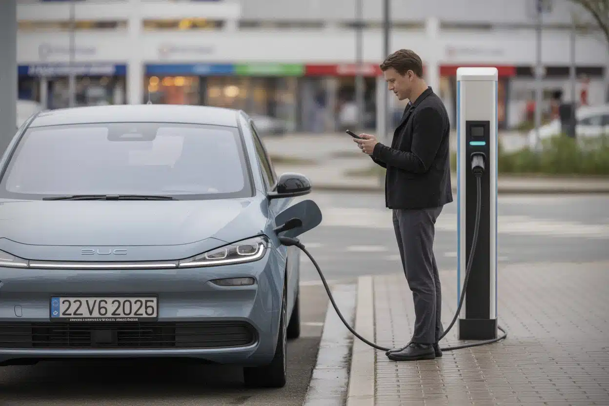 Recharge rapide d’une citadine électrique sur borne haute puissance