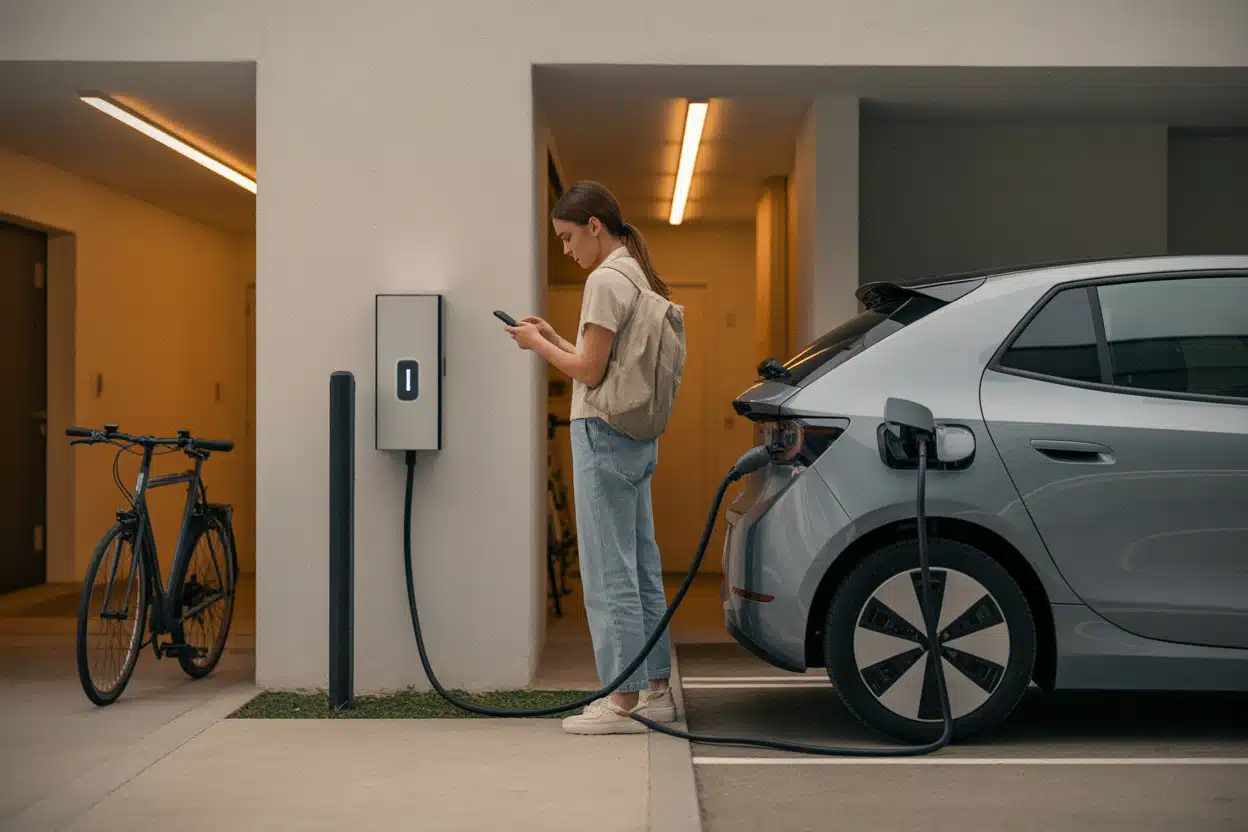 Recharge à domicile d'une voiture électrique en immeuble résidentiel