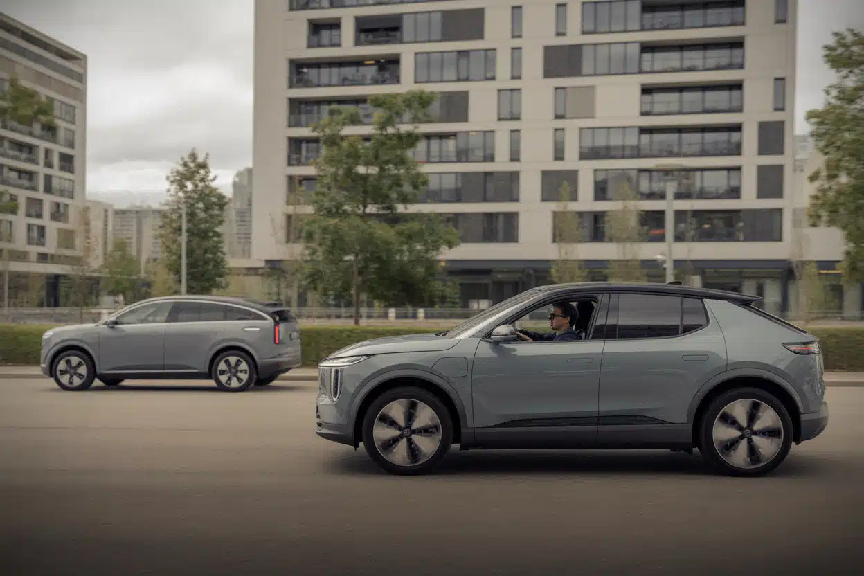 SUV électrique Mazda CX-6e sur route urbaine européenne