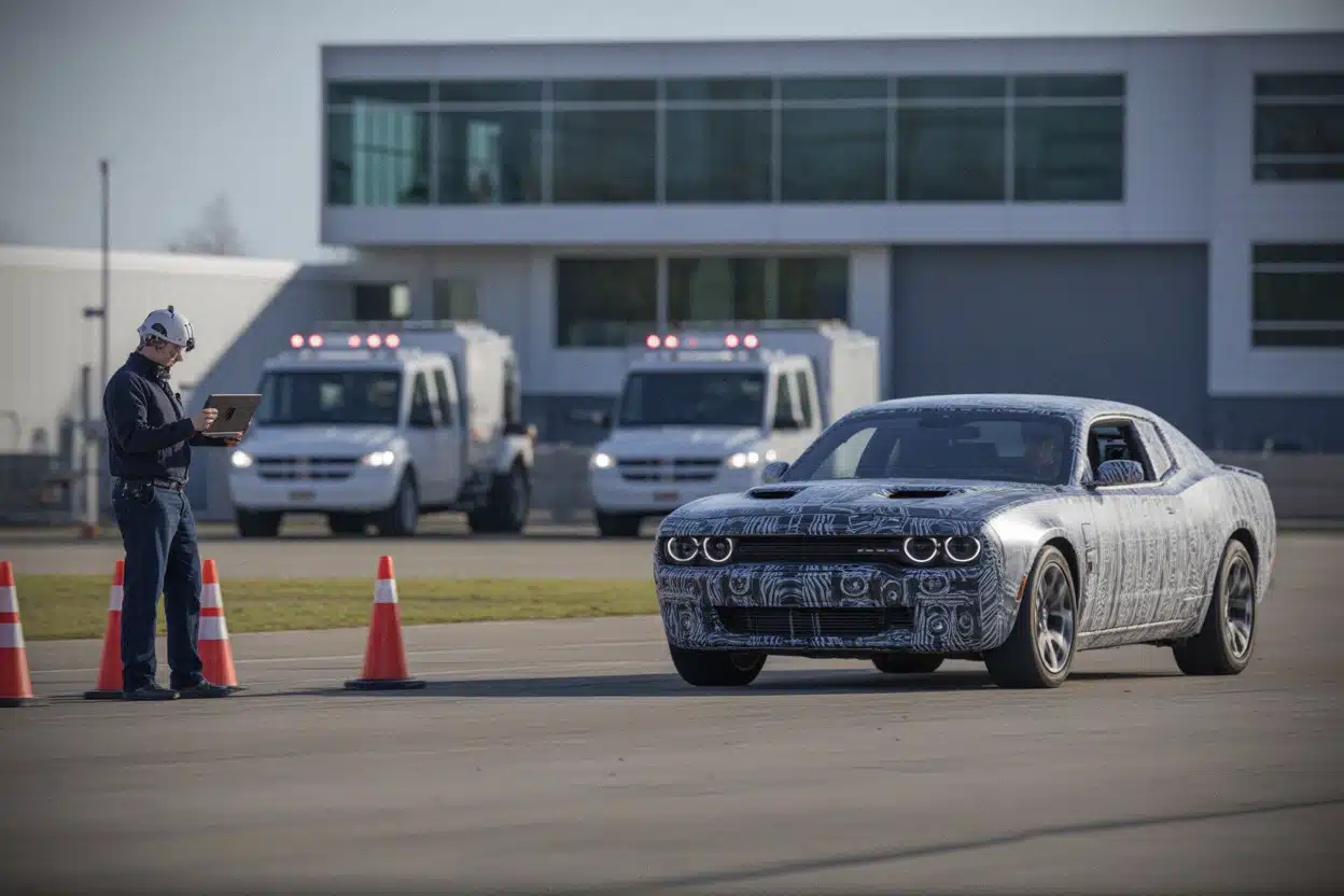 Dodge Charger Daytona de développement testant une batterie solide