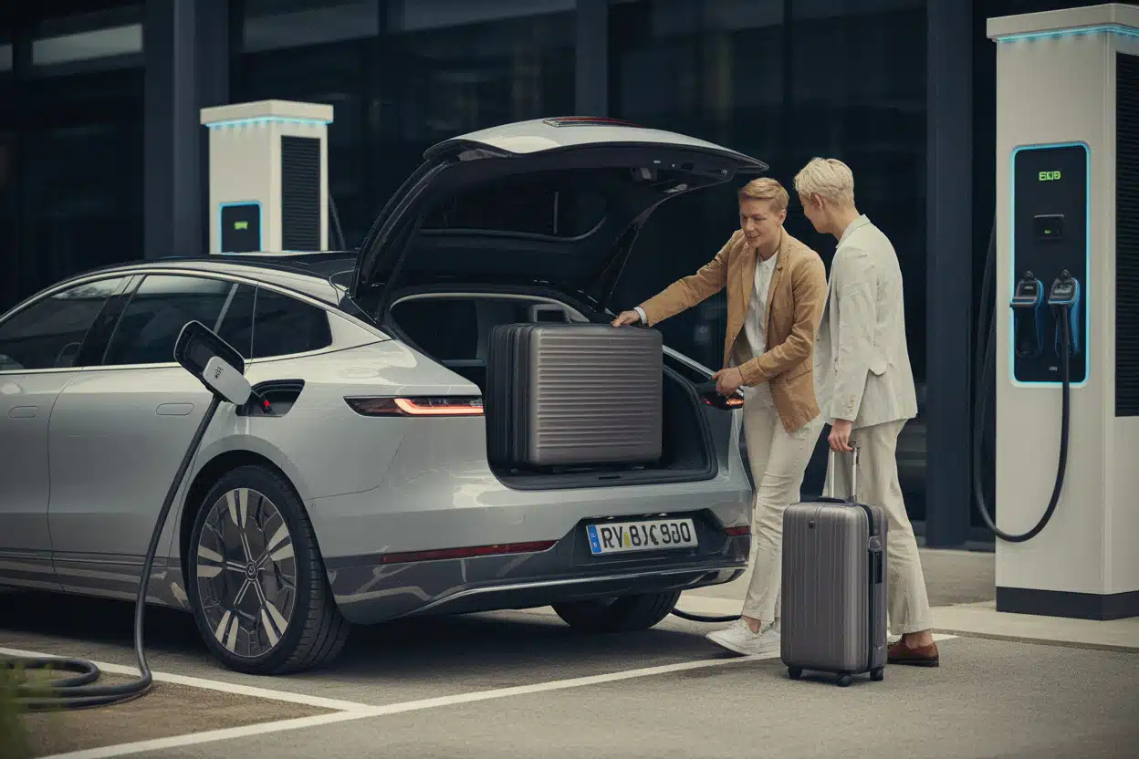 Break électrique BMW en recharge rapide sur borne haute puissance